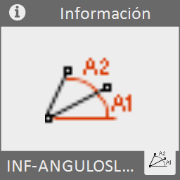 Muestra el valor de los ángulos (interior y exterior) formados por 2 entidades de línea.