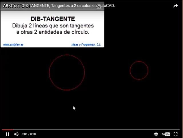 Dibuja 2 líneas que son tangentes a 2 entidades de circulo.